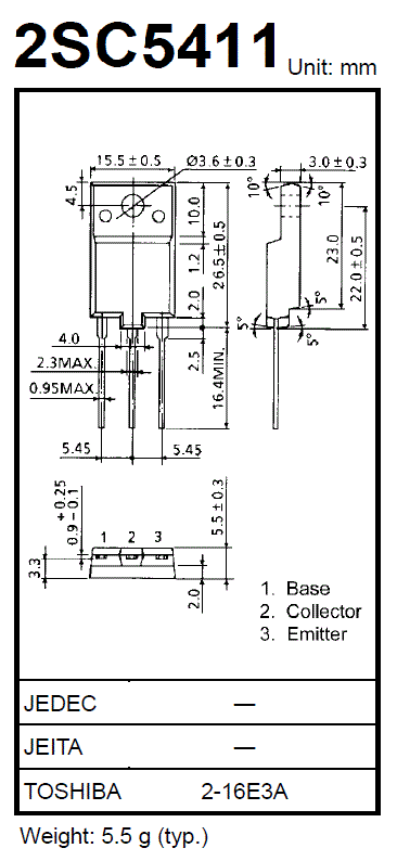 Цоколевка транзистора 2SC5411